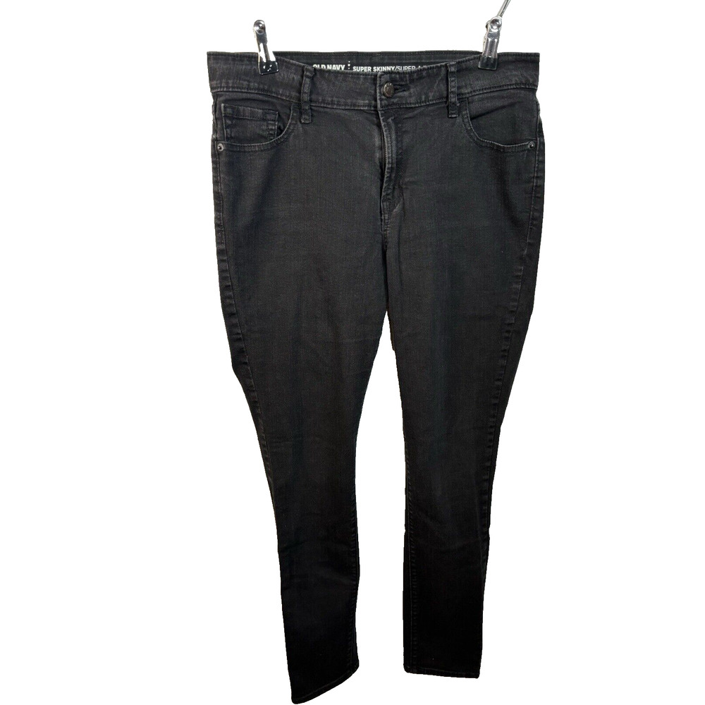 OLD NAVY SUPER SKINNY MID RISE Sz 8 Black Jack Women’s Jeans Stretch‎ PreOwned